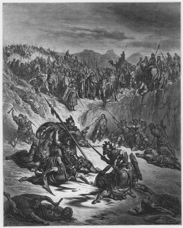 Gustave Dore Bible: Strid mellan mästarna från Ish-Bosheth och David av Gustave Dore