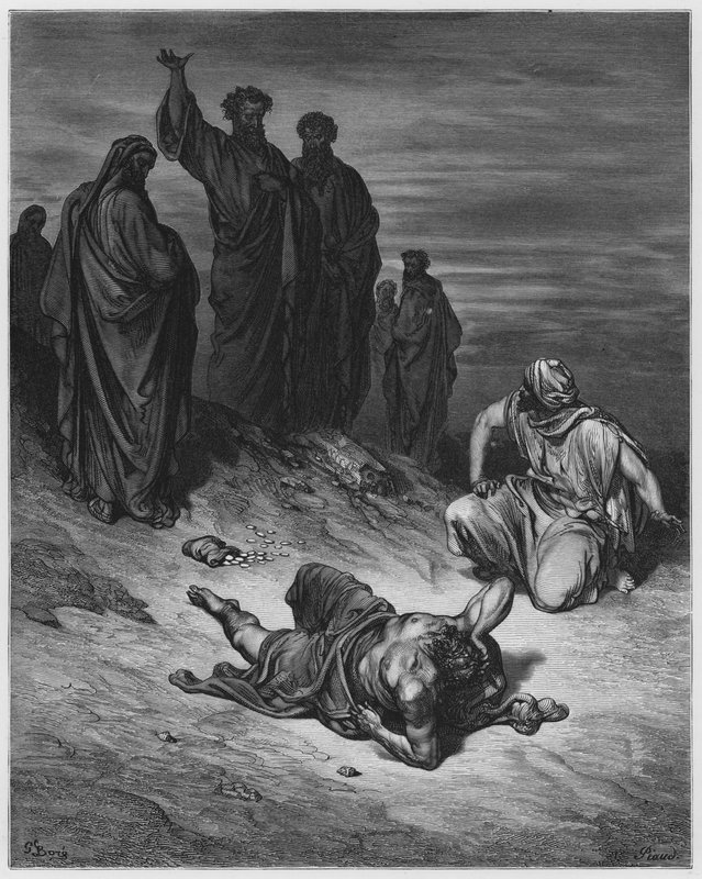 Gustave Dore Bibeln: Ananias död av Gustave Dore