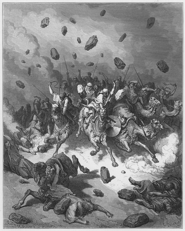 Gustave Dore Bibeln: Förstörelse av amoriternas armé av Gustave Dore