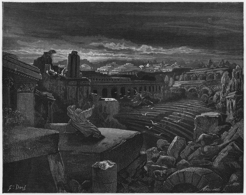 Gustave Dore Bibeln: Jesajas vision av förstörelsen av Babylon av Gustave Dore
