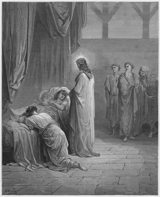Gustave Dore Bibeln: Jesus väcker upp Jairus dotter av Gustave Dore