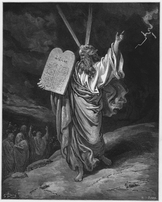 Gustave Dore Bibeln: Moses på väg ner från Sinai berg av Gustave Dore
