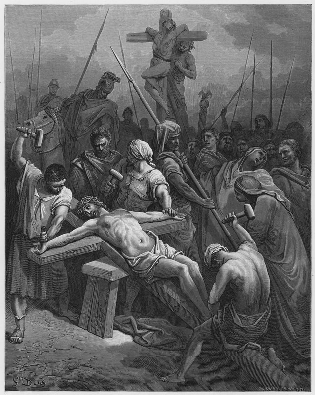 Gustave Dore Bibeln: Att spika Kristus på korset av Gustave Dore