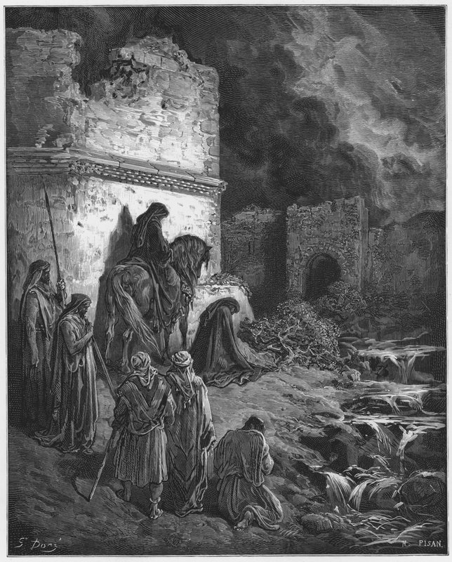 Gustave Dore Bibeln: Nehemiah tittar i hemlighet på ruinerna av Jerusalems murar av Gustave Dore