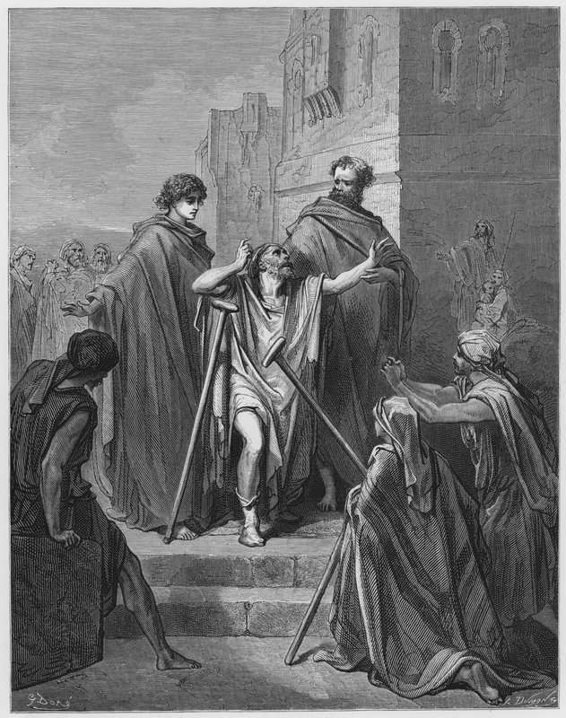 Gustave Dore Bibeln: S Peter och S John vid den vackra porten av Gustave Dore