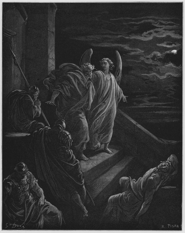 Gustave Dore Bibeln: Petrus befriad från fängelset av Gustave Dore