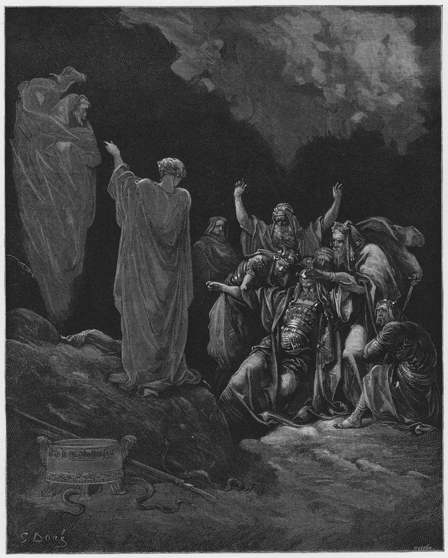 Gustave Dore Bibeln: Saul och häxan i Endor av Gustave Dore