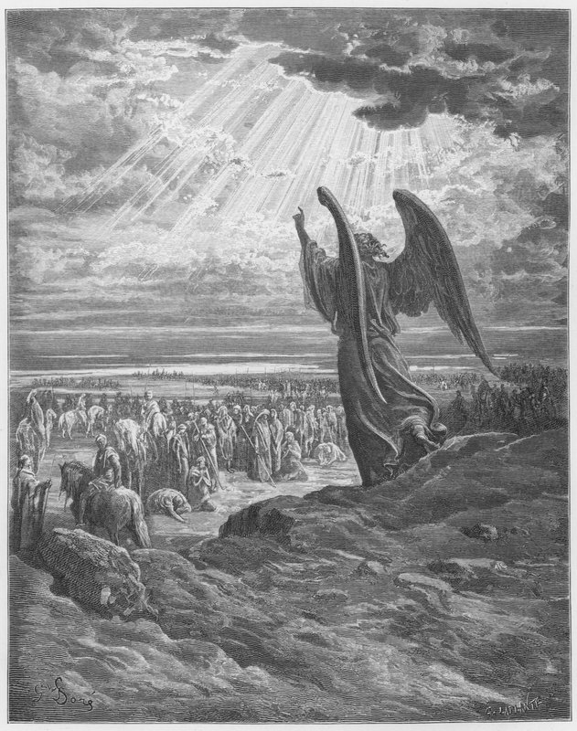 Gustave Dore Bibeln: Ängeln som visar sig för Joshua av Gustave Dore