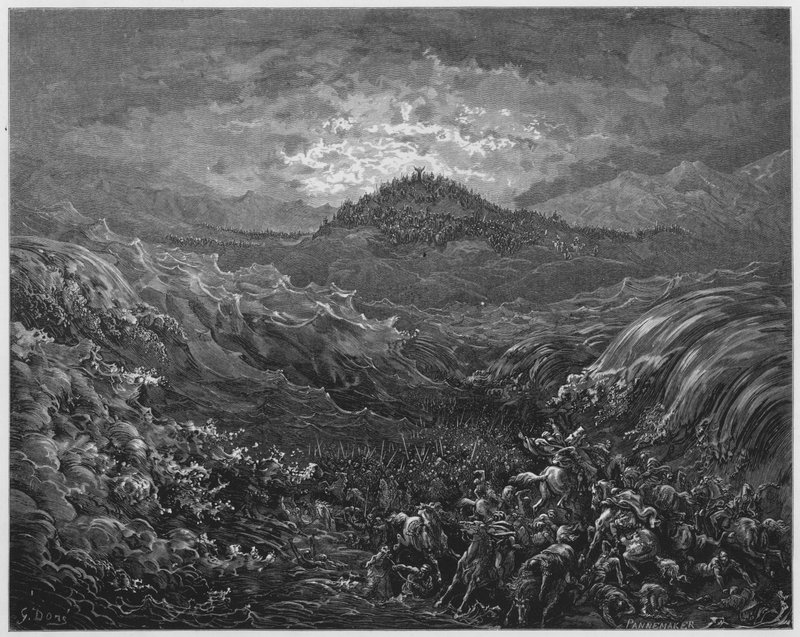 Gustave Dore Bibeln: Egyptierna drunknade i Röda havet av Gustave Dore