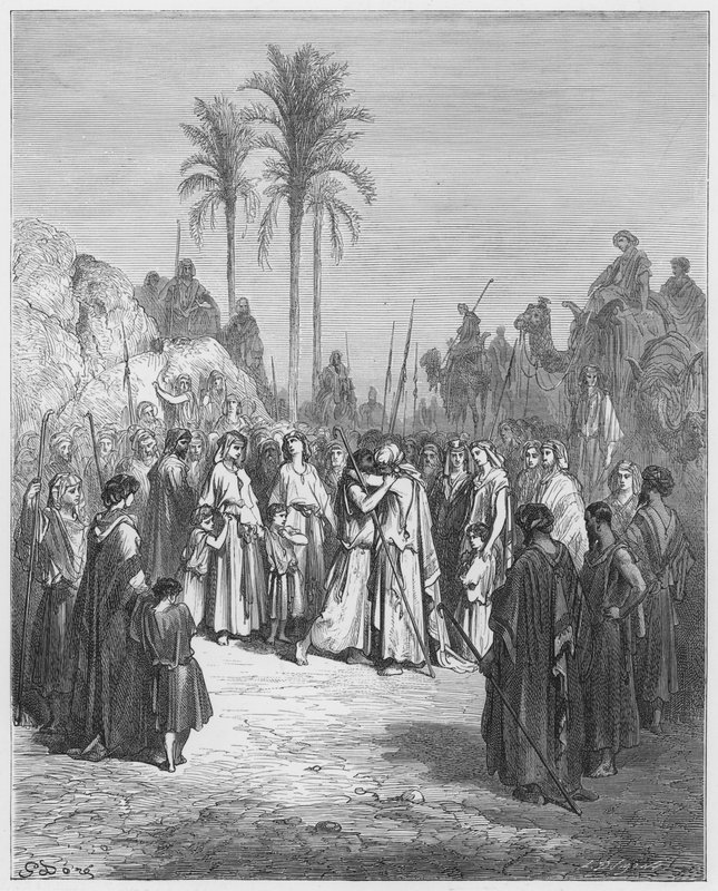 Gustave Dore Bibeln: Mötet mellan Jakob och Esau av Gustave Dore