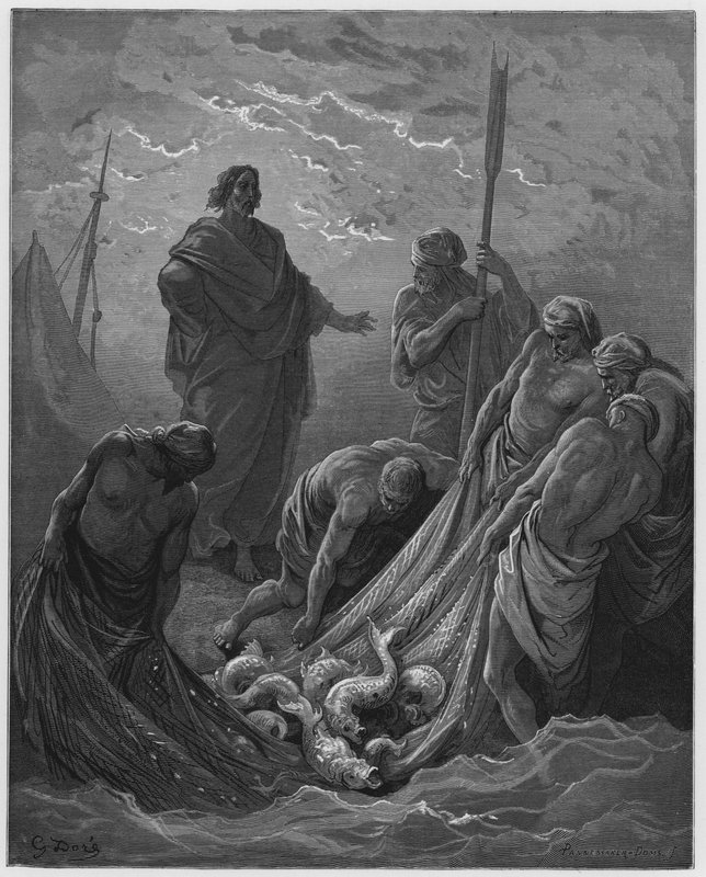 Gustave Dore Bibeln: Det mirakulösa draget av fiskar av Gustave Dore