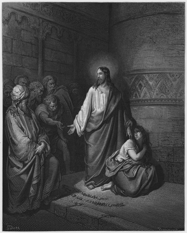 Gustave Dore Bibeln: Kvinnan gripen i äktenskapsbrott av Gustave Dore