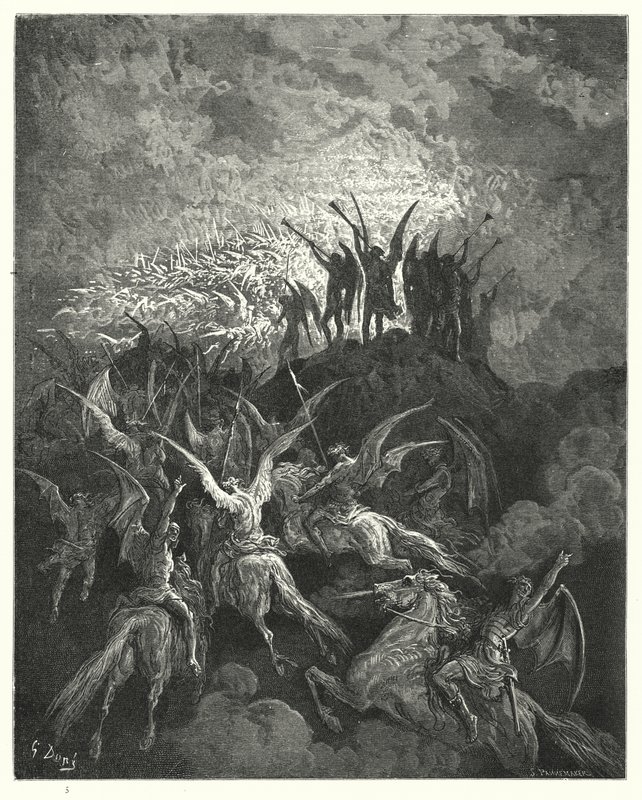 Illustration av Gustave Dore för Miltons Paradise Lost, bok I, rad 757-759 av Gustave Dore