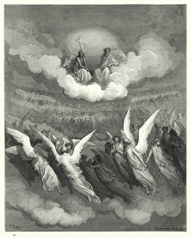 Illustration av Gustave Dore för Miltons Paradise Lost, bok III, 347-349 av Gustave Dore