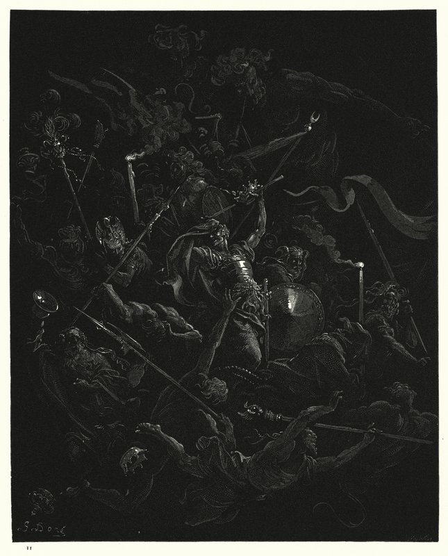 Illustration av Gustave Dore för Miltons Paradise Lost, bok III, rad 473, 474 av Gustave Dore