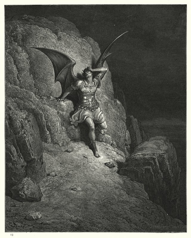 Illustration av Gustave Dore för Miltons Paradise Lost, bok IV, rad 73, 74 av Gustave Dore