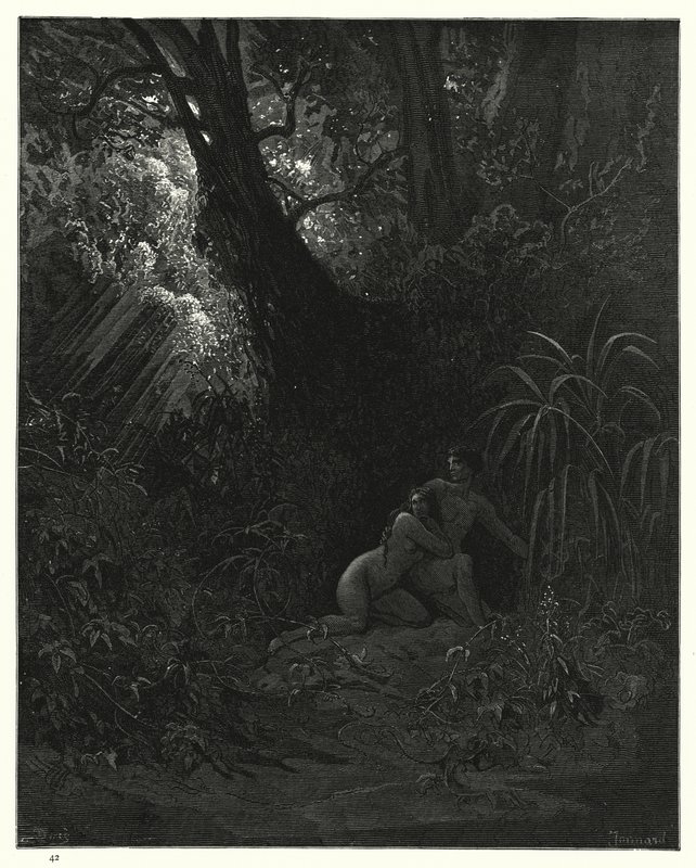 Illustration av Gustave Dore för Miltons Paradise Lost, bok X, rad 99-101 av Gustave Dore