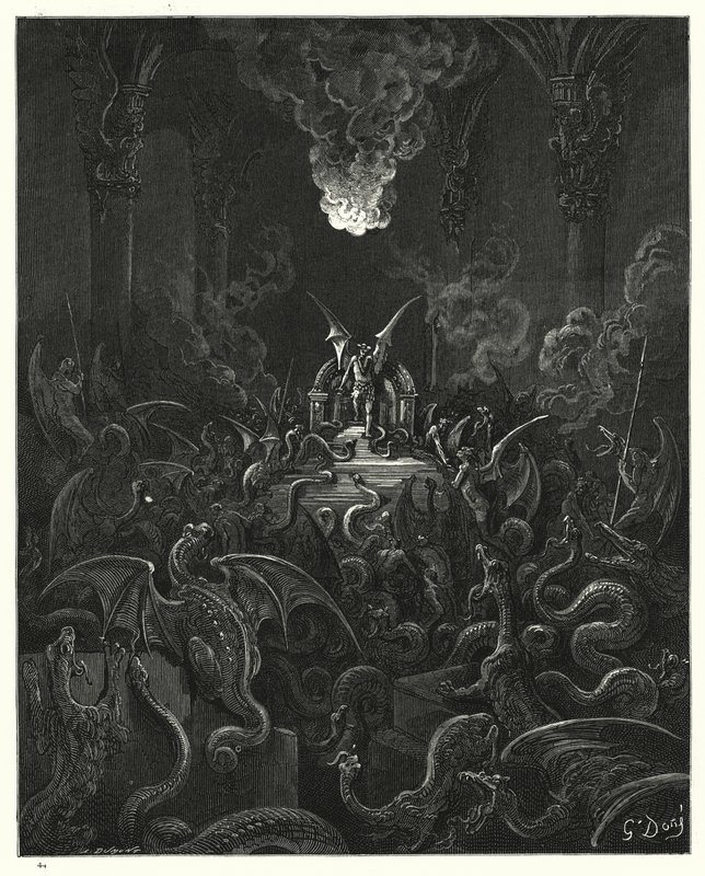 Illustration av Gustave Dore för Miltons Paradise Lost, bok X, rad 521-523 av Gustave Dore