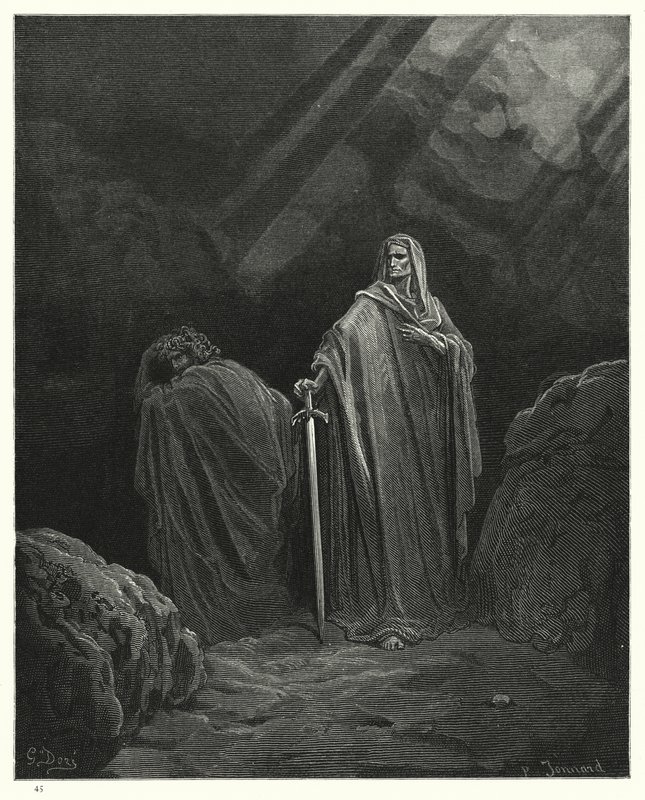 Illustration av Gustave Dore för Miltons Paradise Lost, bok X, rad 610 av Gustave Dore