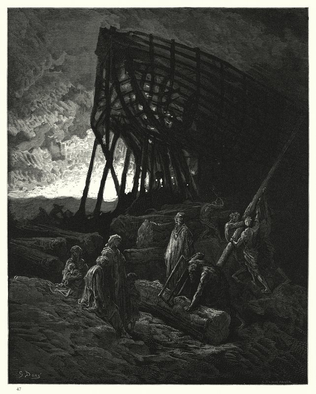 Illustration av Gustave Dore för Miltons Paradise Lost, bok XI, rad 729 av Gustave Dore