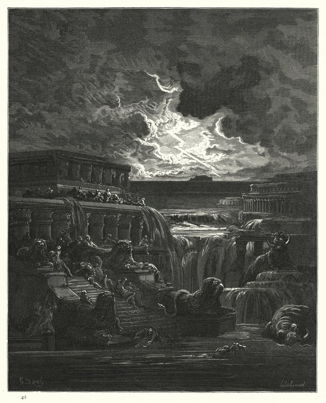 Illustration av Gustave Dore för Miltons Paradise Lost, bok IX, raderna 747-749 av Gustave Dore