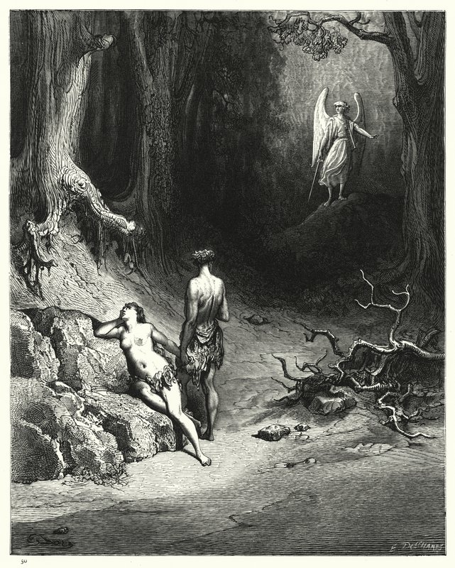 Illustration av Gustave Dore för Miltons Paradise Lost, bok XII, rad 645 av Gustave Dore
