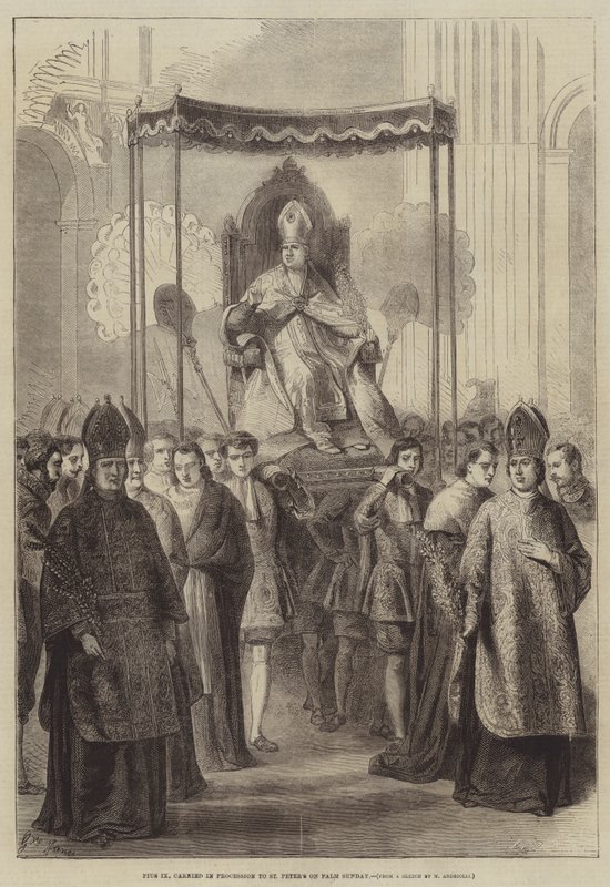 Pius IX bars i procession till St Peters på palmsöndagen av Gustave Janet