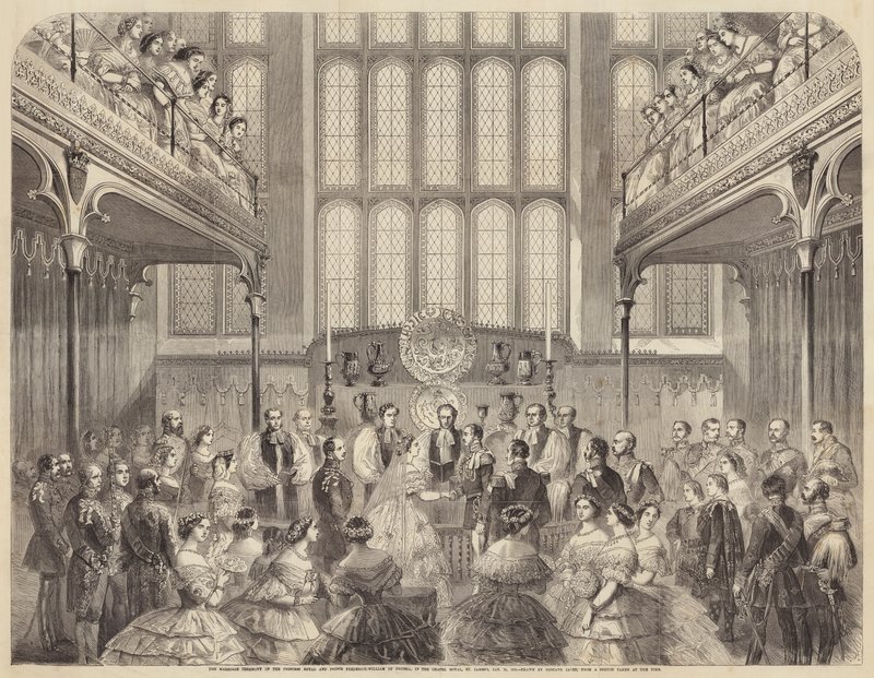 Prinsessan kungligas och prins Frederick-William av Preussens bröllopsceremoni i kapellet ? av Gustave Janet