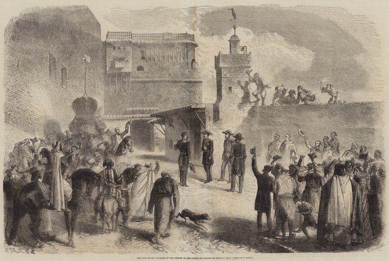 Besöket av fransmännens kejsare i kasbahen eller citadellet i Alger av Gustave Janet