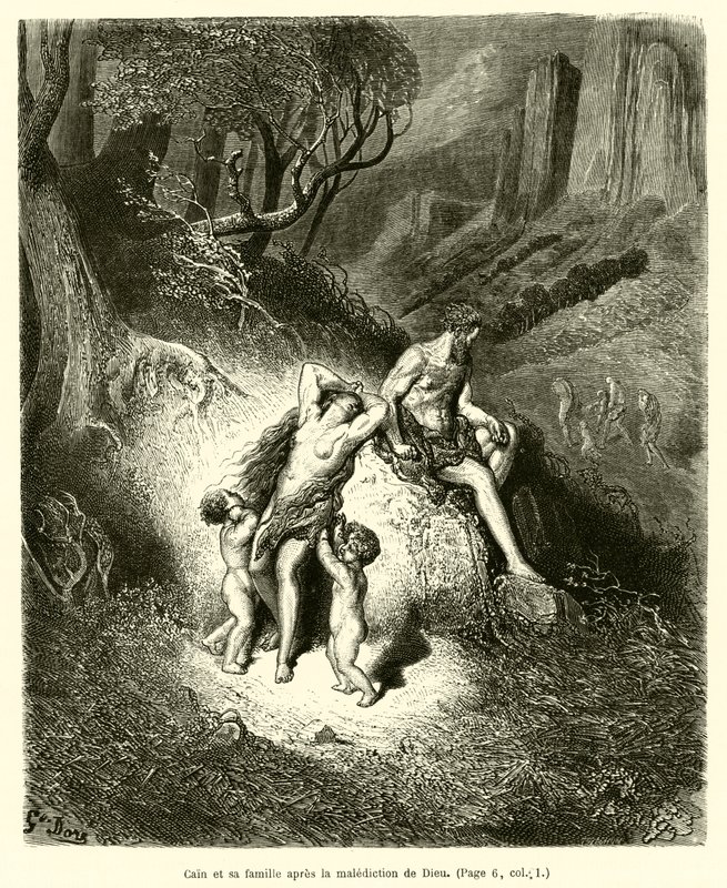 Kain och hans familj efter Guds förbannelse av Gustave after Dore