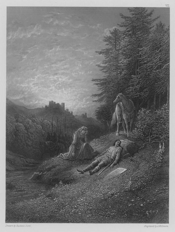 Enid tenderar Geraint av Gustave after Dore