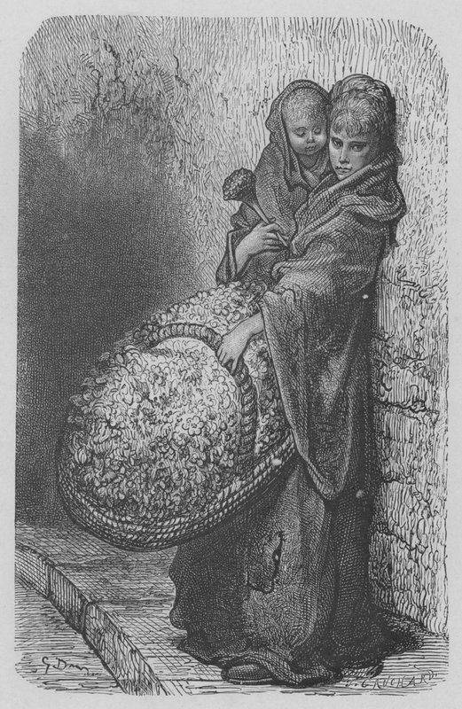 Blomsterförsäljare av Gustave after Dore