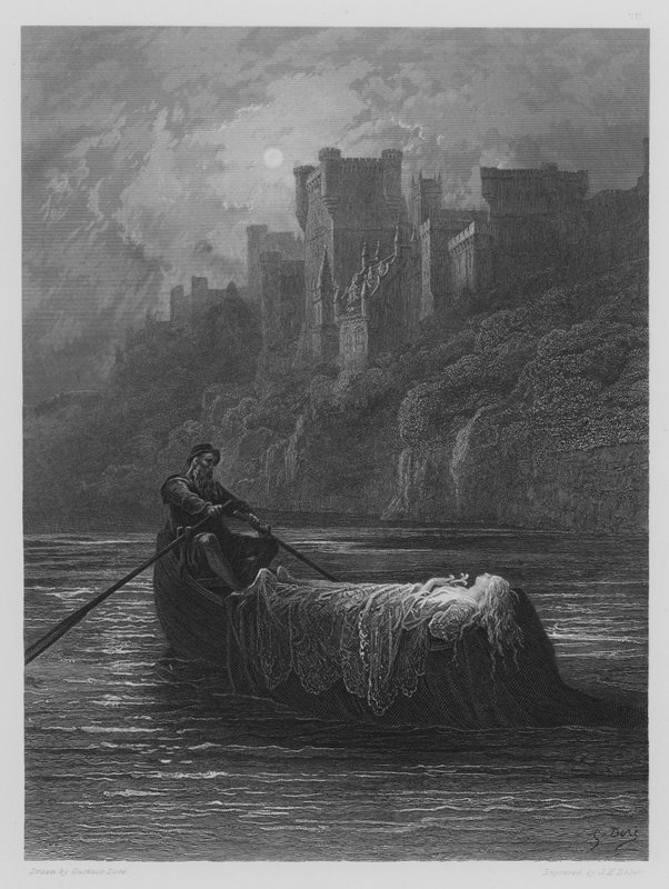 Elaines kropp på väg till Kung Arthurs palats av Gustave after Dore