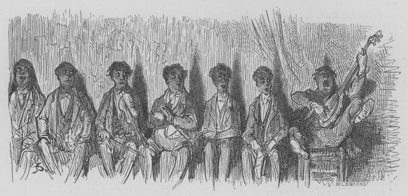 En konsert på gatan av Gustave after Dore