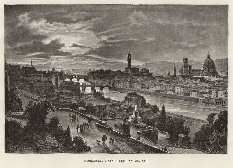 Florens, utsikt från San Miniato av Gustave Bauernfeind