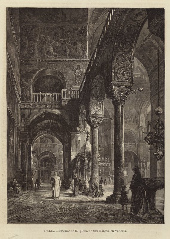Interiören i Markuskyrkan i Venedig av Gustave Bauernfeind