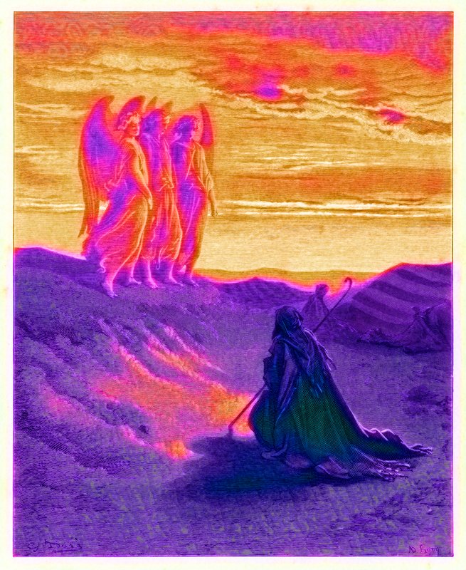 Abraham och de tre änglarna, illustration från 