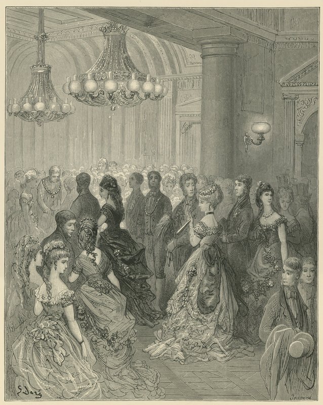 En kvällsunderhållning på Mansion House, London av Gustave Dore