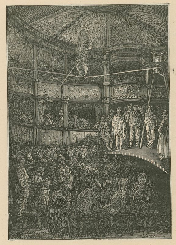 Blondin i Shoreditch, London (gravyr) av Gustave Dore