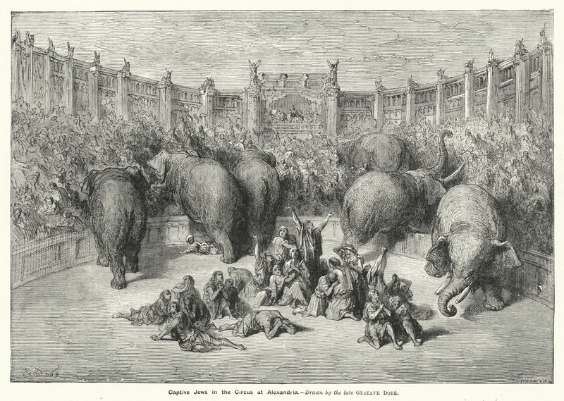 Tillfångatagna judar i cirkusen i Alexandria (gravyr) av Gustave Dore