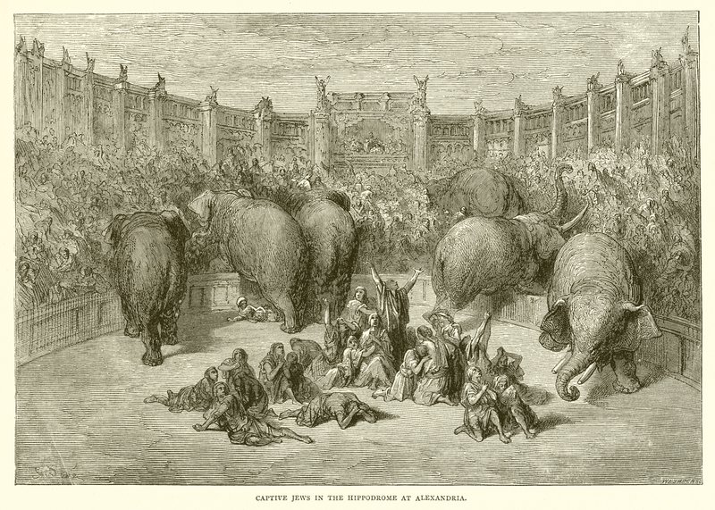 Judar i fångenskap i hippodromen i Alexandria av Gustave Dore