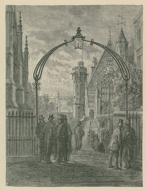 Allmän bild av människorna på gatan i templet av Gustave Dore