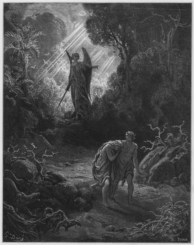 Gustave Dore Bibeln: Adam och Eva drivna ut ur Eden av Gustave Dore