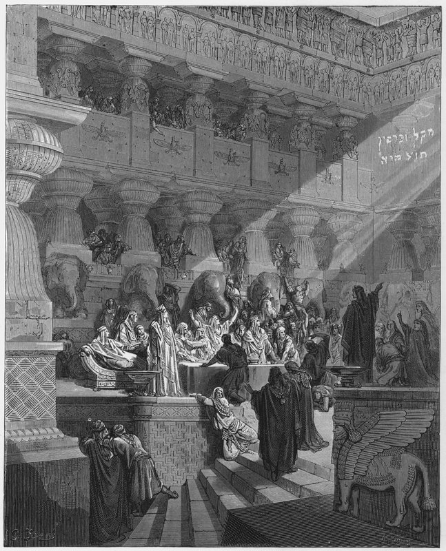 Gustave Dore Bibeln: Daniel tolkar skriften på väggen av Gustave Dore