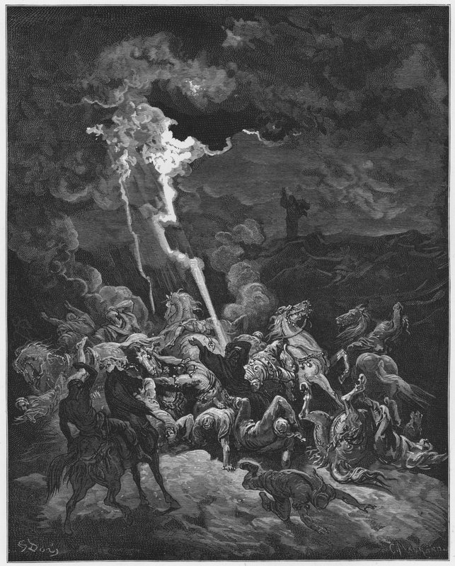 Gustave Dore Bibeln: Elia förstör Ahazias budbärare genom eld av Gustave Dore