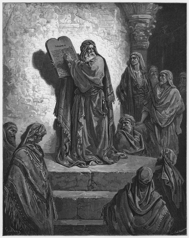 Gustave Dore Bibeln: Ezra läser lagen i folkets hörn av Gustave Dore