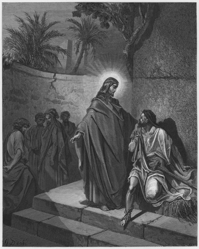 Gustave Dore Bibeln: Jesus botar en man som är förlamad av Gustave Dore