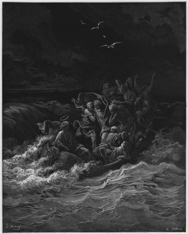 Gustave Dore Bibeln: Jesus stillar stormen av Gustave Dore
