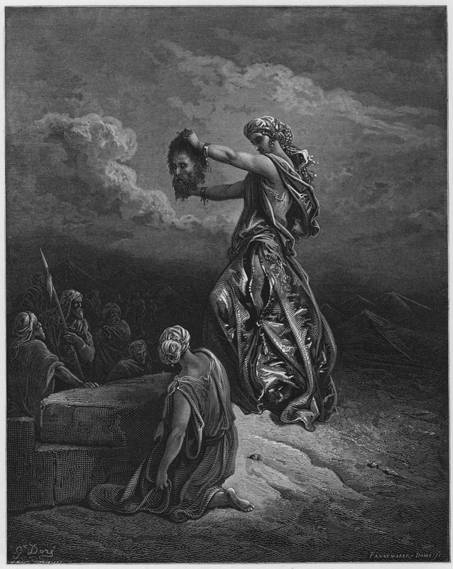 Gustave Dore Bibeln: Judith visar huvudet av Holofernes av Gustave Dore