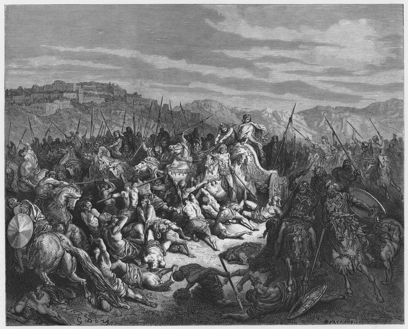 Gustave Dore Bibeln: Slakt av syrierna av Israels barn av Gustave Dore